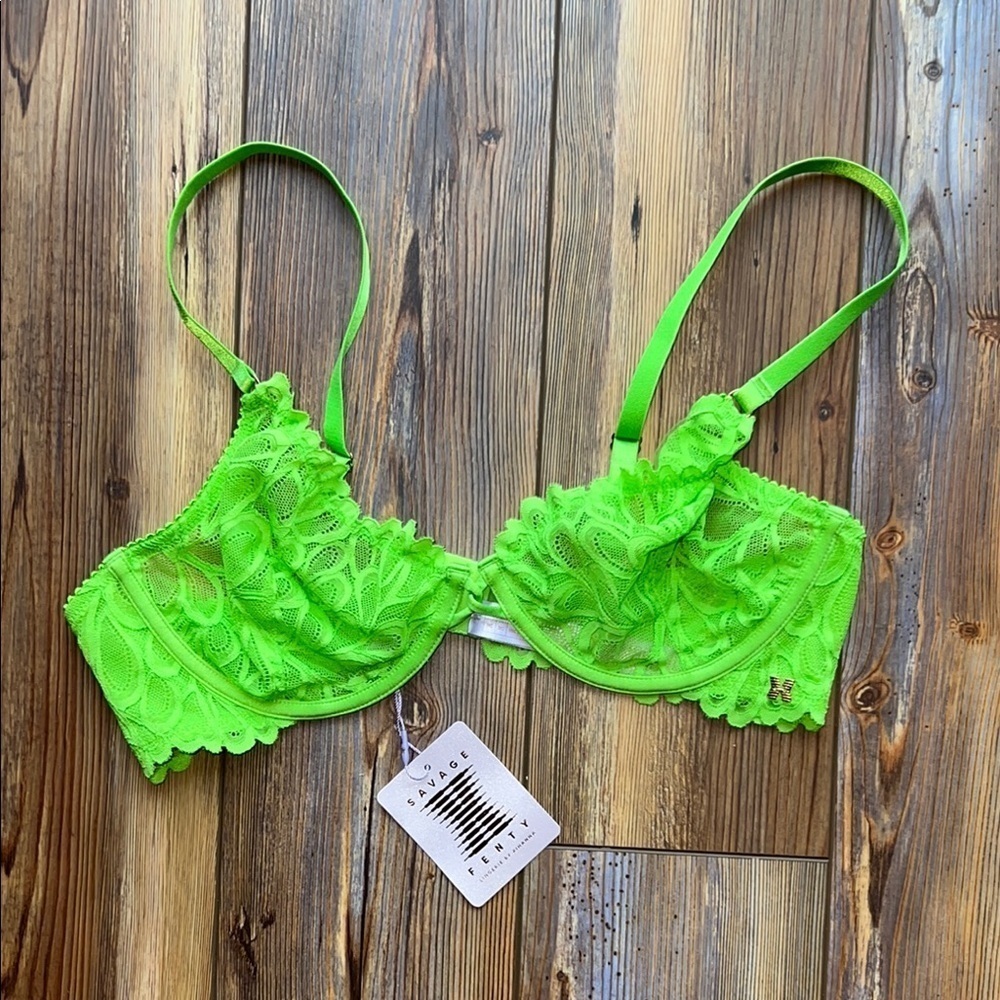 NWT Savage x Fenty Not Sorry Ultra Demi Unlined Lace Bra 38C - Picture 2 of 10